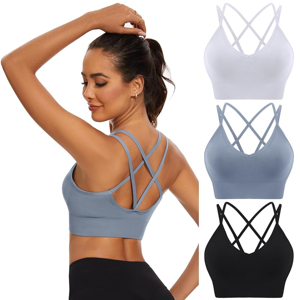 Sykooria Cross Back Sports Bras Thin Strap Bralette for